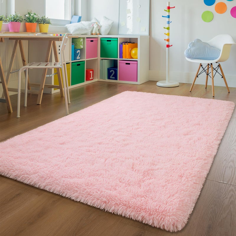 Andecor Soft Fluffy Bedroom Rugs, 5 x 8 Feet Indoor Shaggy Plush Area Rug for Boys Girls Kids Baby College Dorm Living Room Home Decor Floor Carpet, Pink - Image 3